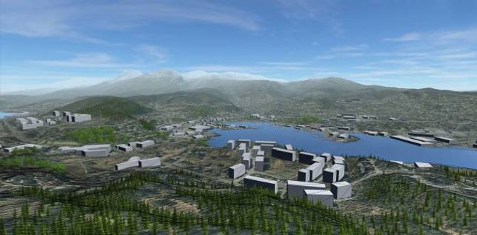 Med skanning av heile landet vil Kartverket få detaljerte høgdedata over landskap og bygg. Illustrasjon: 42nd Pixel / Kartverket