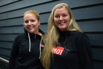 IMPONERTE Marie Fimreite og Anne Marte Kvale i MOT følgte konserten og vart imponerte over det dei fekk sjå.