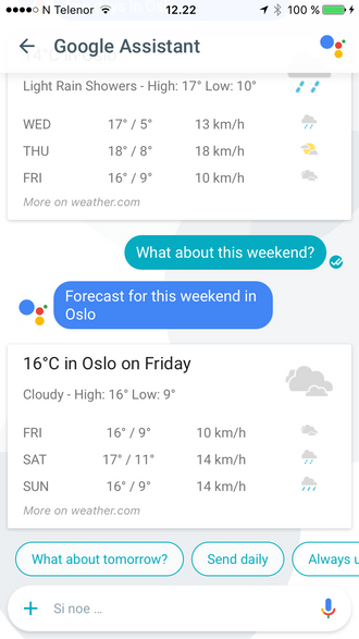 Google Assistant gir deg den informasjonen du spør om.