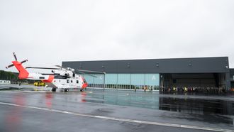 AW101 var hedersgjest på åpningsseremonien for redningstjenestens nye hovedbase på Sola mandag formiddag.