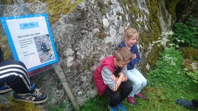 AKTIVITETSSKILT: Det er også sett opp skilt som syner aktivitetar ein kan gjere i tillegg til å gå tur.
