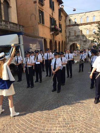KONSERT: I løpet av opphaldet spelte korpset to konsertar, her i Verona.