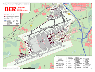 Kart over områdene på den nye flyplassen.