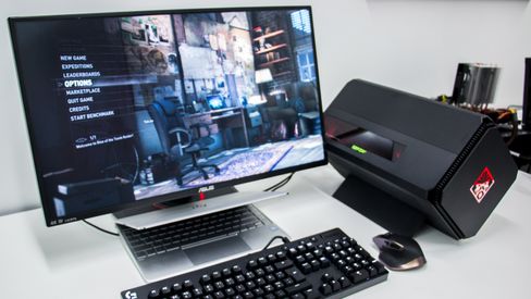 Slik ser det ut når Omen Accelerator er i aksjon på en ekstern skjerm, hvor den gir best ytelse Bildet stammer fra en tidigere test.