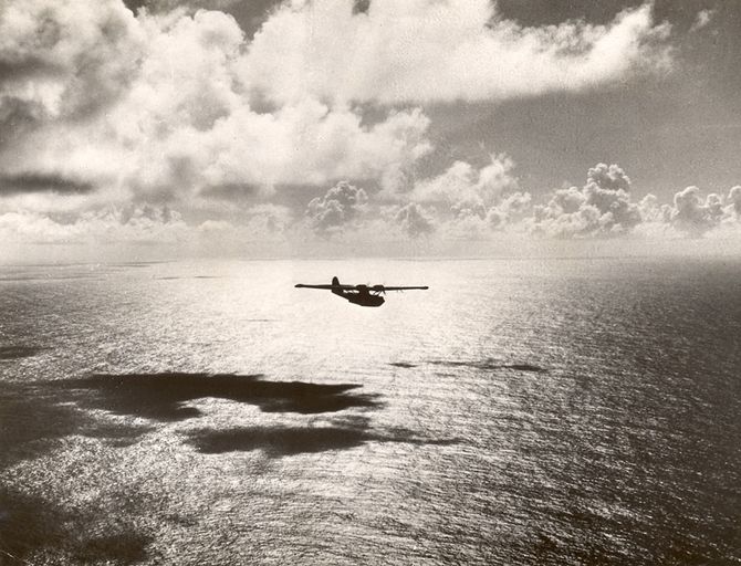 Under krigen fløy Qantas langdistanse med PBY Catalina.