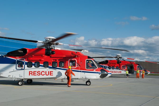 Sju slike S-92A sar-helikoptre inngår i områdeberedskapen, men kan også hjelpe andre i nød ved behov.