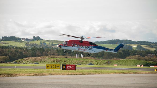 Helikopteret som ble levert til Sola fredag dro rett videre til Statfjord B der det nå står stasjonert.
