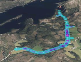 Oversikt over hvor elgen krysser vegen mest.