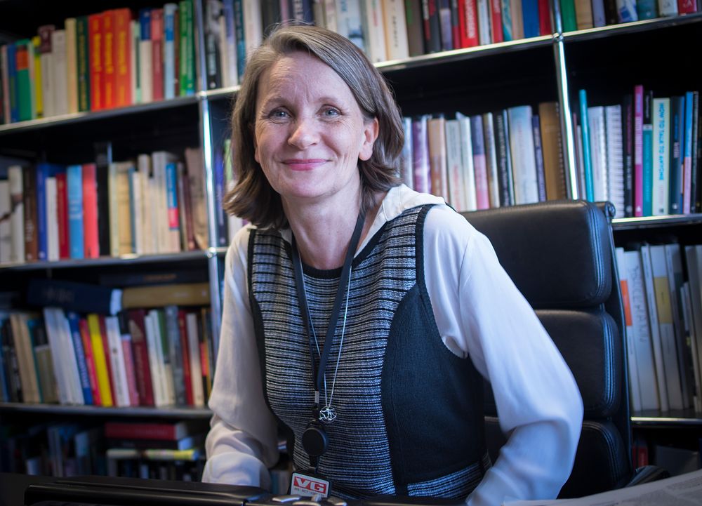Politisk redaktør Hanne Skartveit i VG på sitt kontor i Akersgata 55.