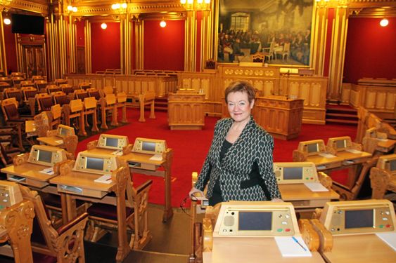 SLUTT: – Jeg føler en ærefrykt hver gang jeg går inn i Stortingssalen, sier Graham. I fjor var hennes siste periode her inne som stortingsrepresentant.