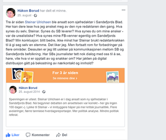 Fra Håkon Boruds Facebook - høsten 2014 og 2017.