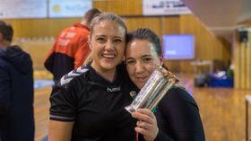 NØGD DUO: Trenar Aina Heggø og utøvar Sofie Moen.
