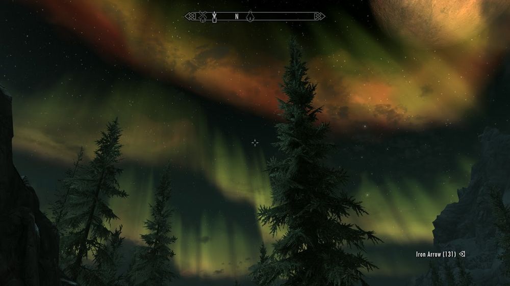 Nordlyset er framleis pent i Skyrim.