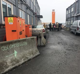 Byrådet i Oslo mente brakkeriggen på sjøsiden av Operaen var riktig sted å lansere Oslomodellen. Foto: Christina Gulbrandsen
