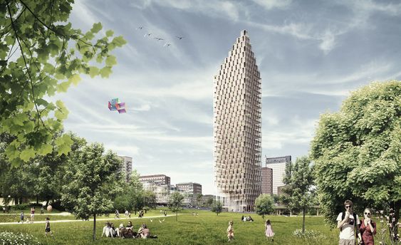 HSB Stockholm, vinnerprosjekt til et 34 etasjers høyhus av tre på et sentralt sted i Stockholm