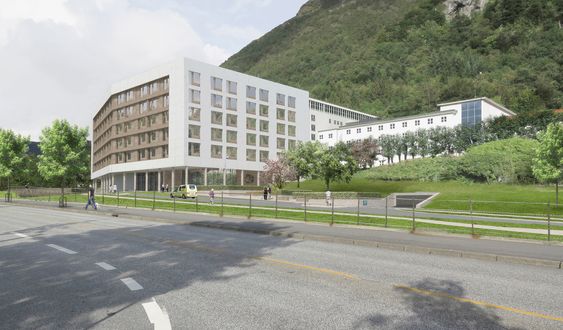 Sykehus Haraldsplass i Bergen, får ny sengebygning der de tradisjonelle sykehuskorridorer er erstattet av åpne fellesarealer og effektiv logistikk.