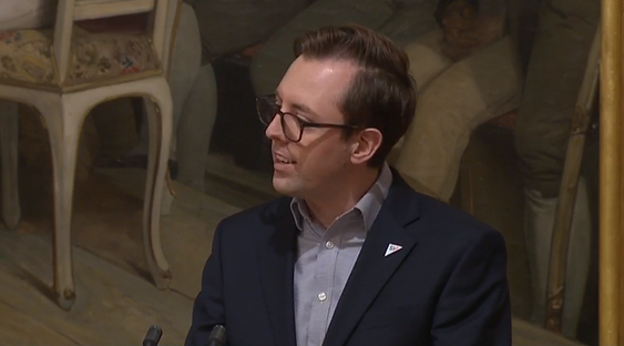 HOLDT ET FLAMMENDE INNLEGG: Nicholas Wilkinson (SV) var klar i sin tale på Stortinget om Taraldrud, men det blir ingen ekstern granskning.