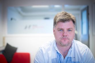 Leder Richard Aune i NRKs journalistlag NRKJ. Her fra sine kontorlokaler på Marienlyst i Oslo.