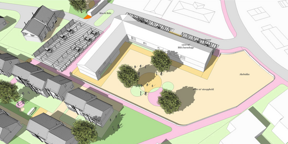 VISER POTENSIALET: Skisseforslaget til arkitektane viser korleis ein barnehage ved Trolladalen kan løysast. Endeleg utforming av barnehagen vil bli lyst ut i ein arkitektkonkurranse.