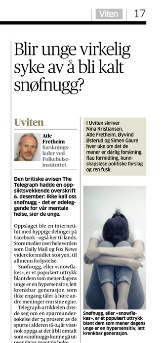 Aftenposten på papir tirsdag.