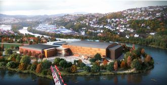 Nye Nidarøhallen. Illustrasjon: Veidekke