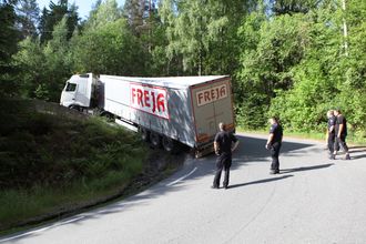 Freja på skråplanet i svingene opp fra den gamle mosseveien mot Svartskog i Akershus.