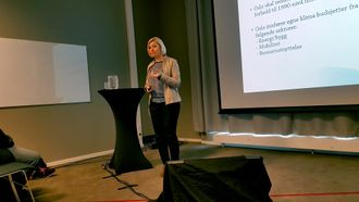 Direktør Eli Grimsby i Kultur- og idrettsbygg Oslo KF på seminaret «Klimakrav til Anleggsbransjen» under Arctic entrepreneur 2017.