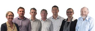 Norconsult åpner kontor på New Zealand. Fra venstre: Suzie Millar, Dean Hassall, Darryl Andrews, Graeme Boyd, Chris Dunlop, Imogen Stretton og Chris Lucas.
