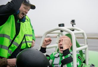 Her får Pekka Lundefaret beskjed om at verdensrekorden er i boks.