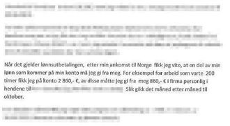 Her er brev fra en annen fremmedarbeider, som fikk deler av sin lønn inndratt.