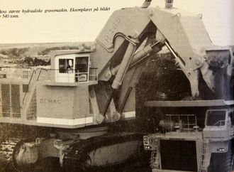 Verdens største hydrauliske gravemaskin. Eksemplaret på bildet veier 540 tonn.