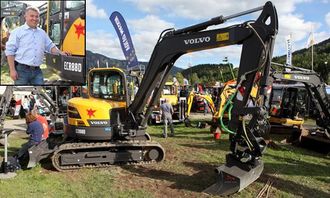 Morten Hvattum (innfelt) er produktsjef for kompakte gravemaskiner og multilastere hos Volvo Maskin. En av de nyeste maskinene han har i kompaktsortimentet, er denne D-versjonen av ECR88.