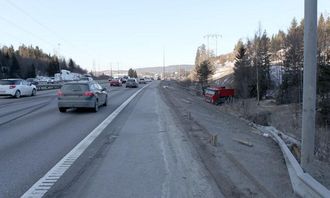 Heldigvis ble ingen personer skadet da dette vogntoget skled gjennom autovernet på E6 ved Djupdalstoppen nordfra.