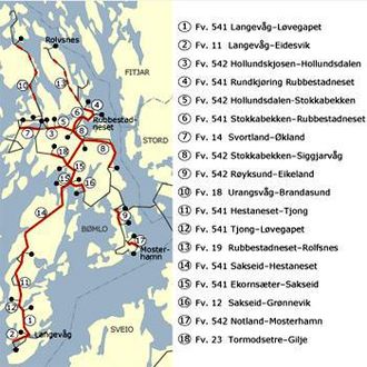 Hestaneset-Tjong er delprosjekt 11 på denne illustrasjonen av Bømlo-pakken fra Statens vegvesen.