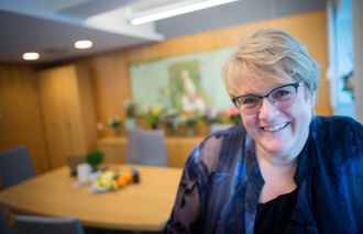 Kulturminister Trine Skei Grande (V) på sitt kontor i Kulturdepartementet i Grubbegata i Oslo.