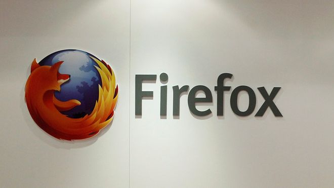 Firefox-logoen på en stand under Mobile World Congress i Barcelona i 2013.