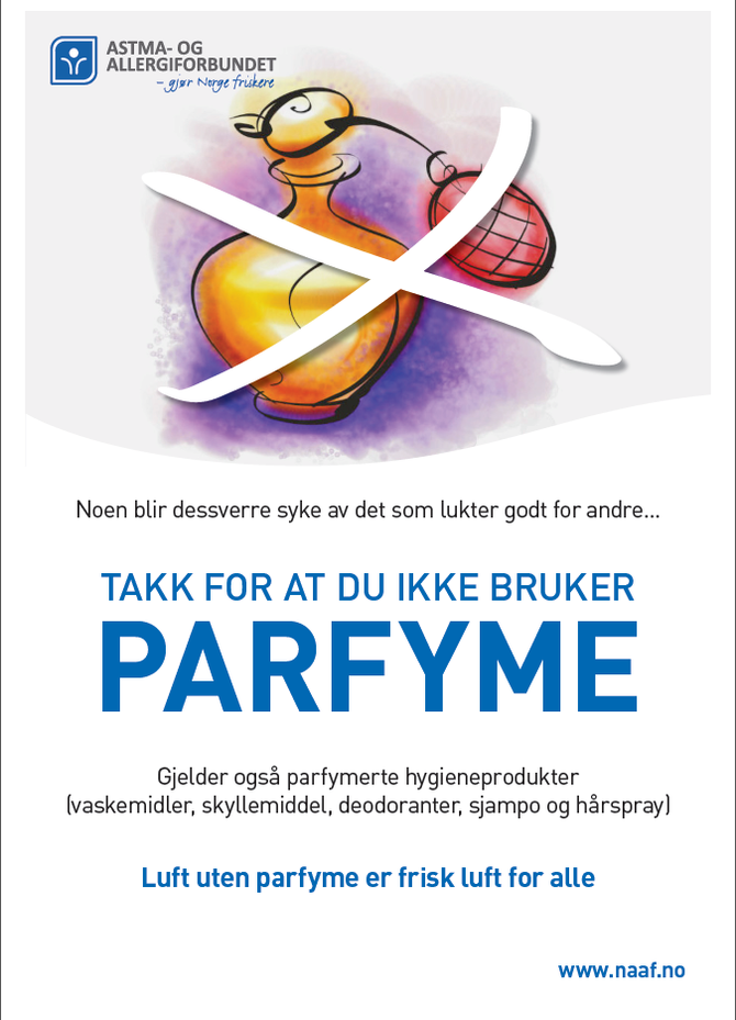 Norges Allergi og Astmaforbund har utviklet plakater som belyser parfymeproblematikken på en positiv måte.