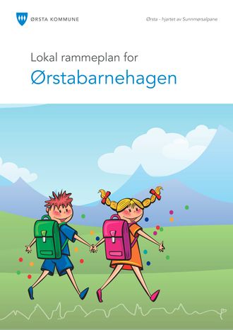 Lokal rammeplan for Ørstabarnehagen prydet med Sunnmørsalpene.
