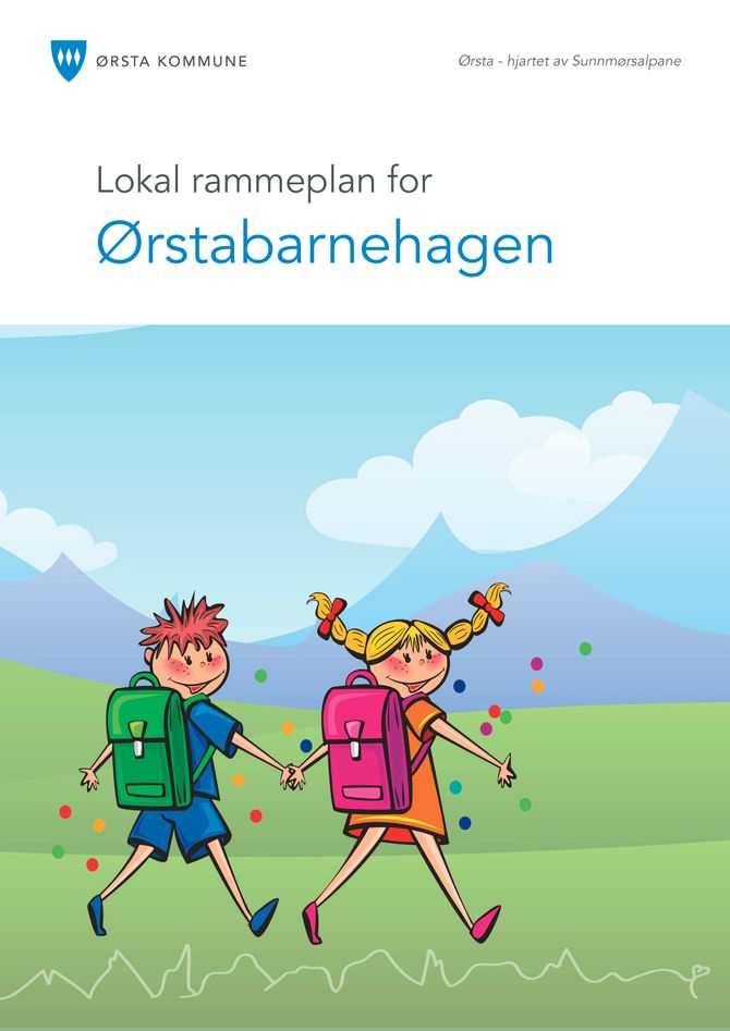 Lokal rammeplan for Ørstabarnehagen prydet med Sunnmørsalpene.