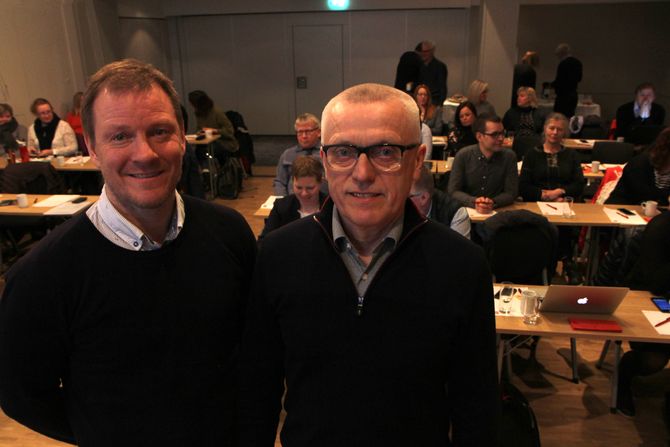 Bjørn-Kato Winther og Arild Olsen fra PBL var før påske i Trondheim for å møte politikere, fagbevegelse og barnehageansatte. Olsen avviser at PBL sprer uriktig informasjon om Fagforbundet og Utdanningsforbundet.