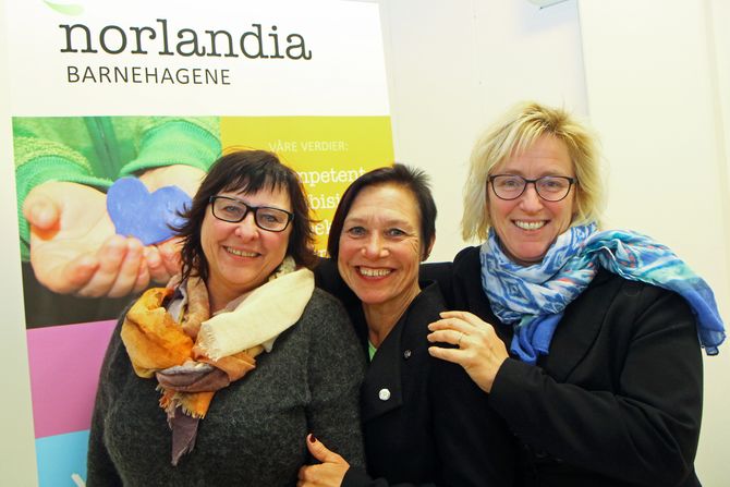 Daglig leder i Bjørneborgen Norlandia barnehage, Anita Indahl Gangeskar, fagsjef i Norlandia barnehager Nina Knarvik og regionleder for Norlandia i Nordland, Vigdis Lillebjerka.