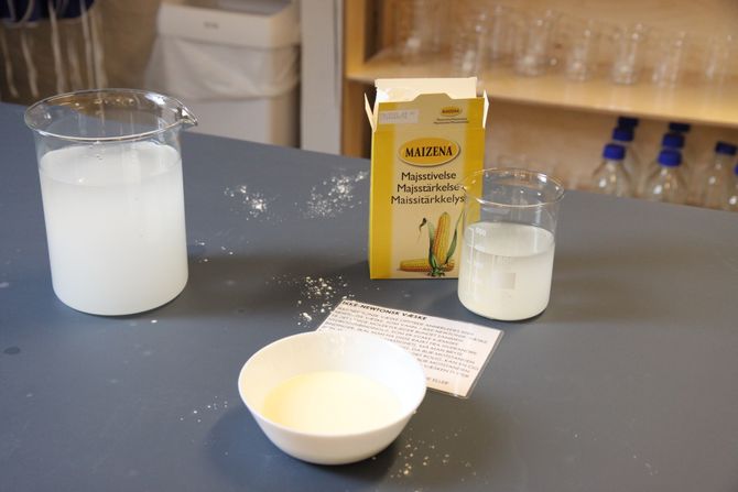 – Man kan gjøre mange morsomme eksperimenter som ikke krever spesialutstyr, for eksempel lage «ikke-Newtonsk væske» av maisenna og vann, sier Oda Bjerknes.