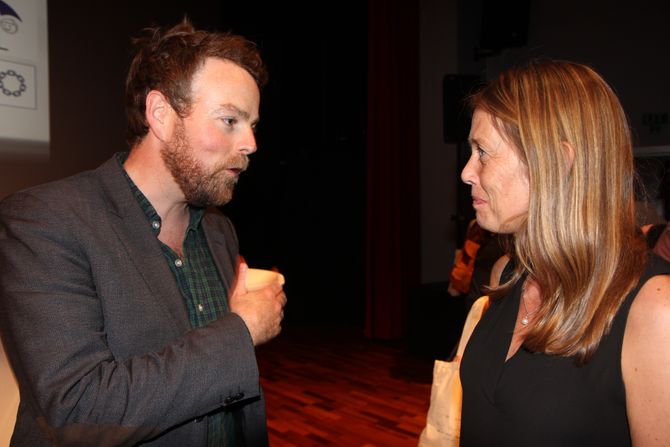 Kunnskapsminister Torbjørn Røe Isaksen og forsker ved Høgskolen i Akershus og Oslo, Elisabeth Bjørnestad på barnehagedebatten under Arendalsuka.