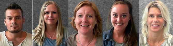 Espen Halvorsen, Linn Anita Jessen, Sarah Johansen, Sonja Bogsveen og Miriam Lund- Lindokken. 2. års barnehagelærerstudenter ved Høgskolen i Østfold.