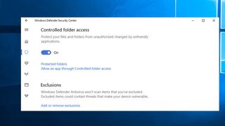 Aktiveringen av Controlled Folder Access i Windows 10.