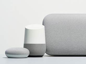 De tre første Google Home-produktene.
