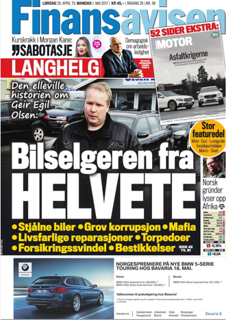 Finansavisen ble felt i PFU for denne forsiden.