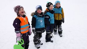 Barn fra Espira Brådalsfjellet barnehage. Fra venstre Jenny, Nikolai, William August og Ulrik.