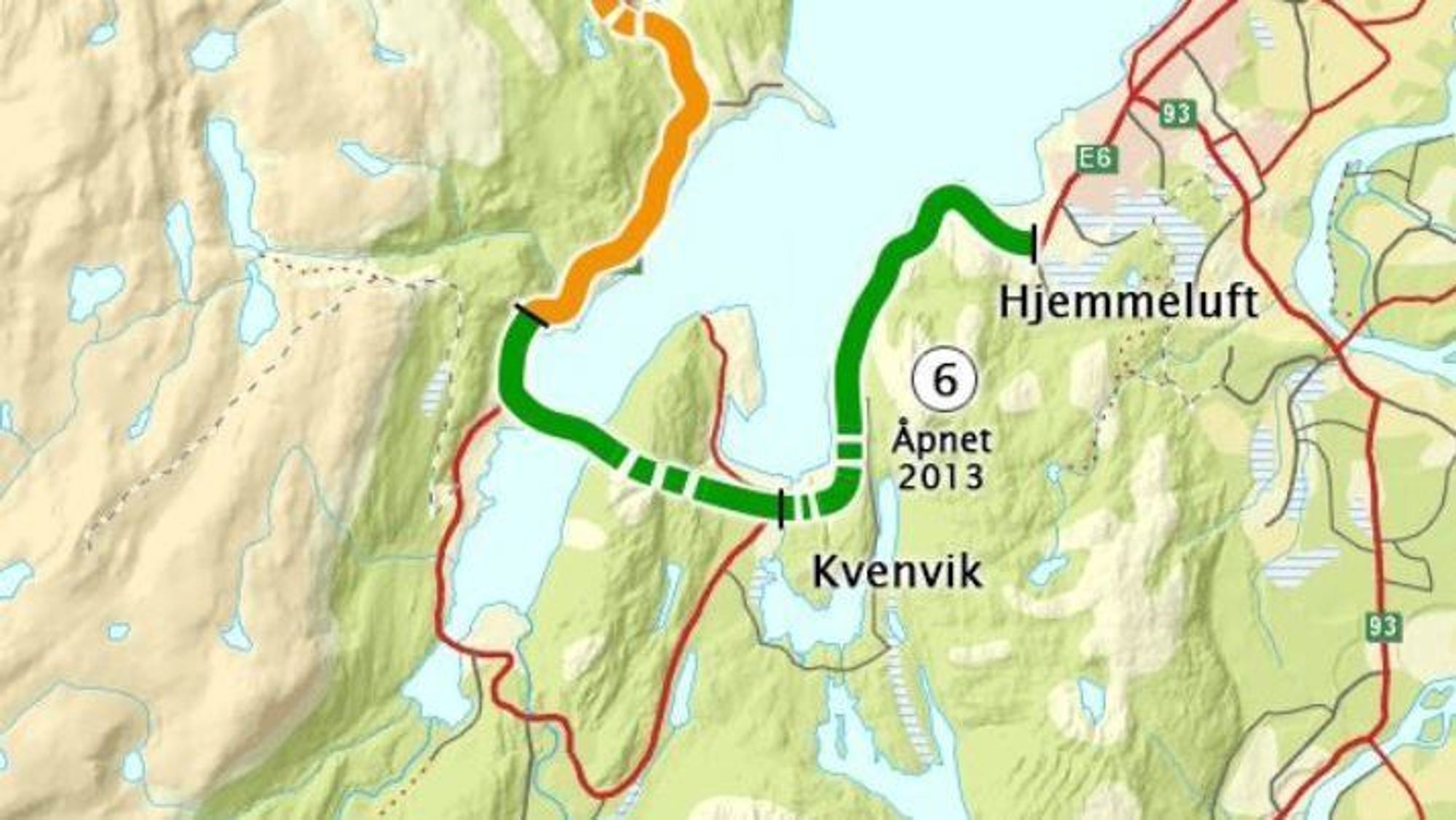 Det er på strekningen mellom Kvenvik og Hjemmeluft Riksantikvaren har bedt om tiltak.  