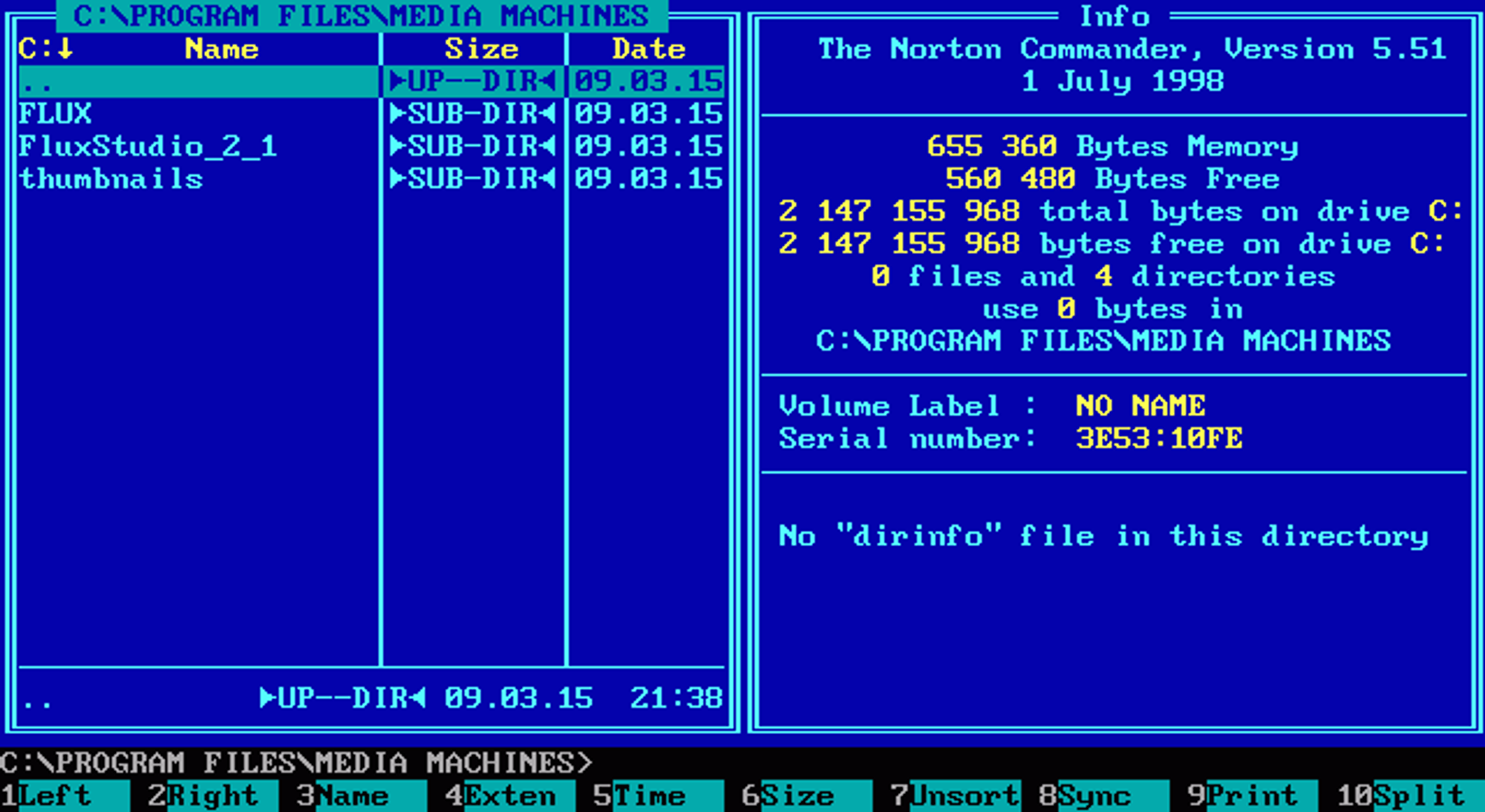 Norton Commander v.5.51 var den siste utgaven av programvaren som ble utgitt til MS-DOS.